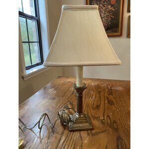 Vintage Brass Table Lamp With Cream Shade